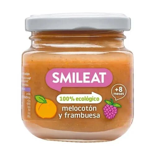 Smileat Organic Raspberry and Peach Borcan mic, 130 g
