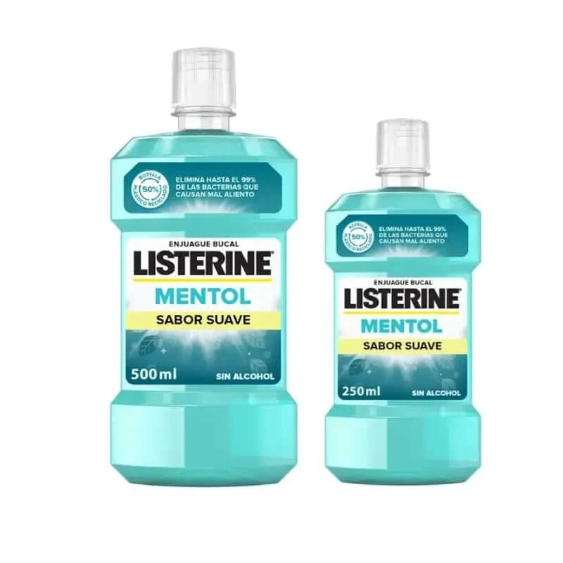 Apa de gură Listerine Mentol Mild Flavour Apa de gură fără alcool Pachet 500 ml + 250 ml
