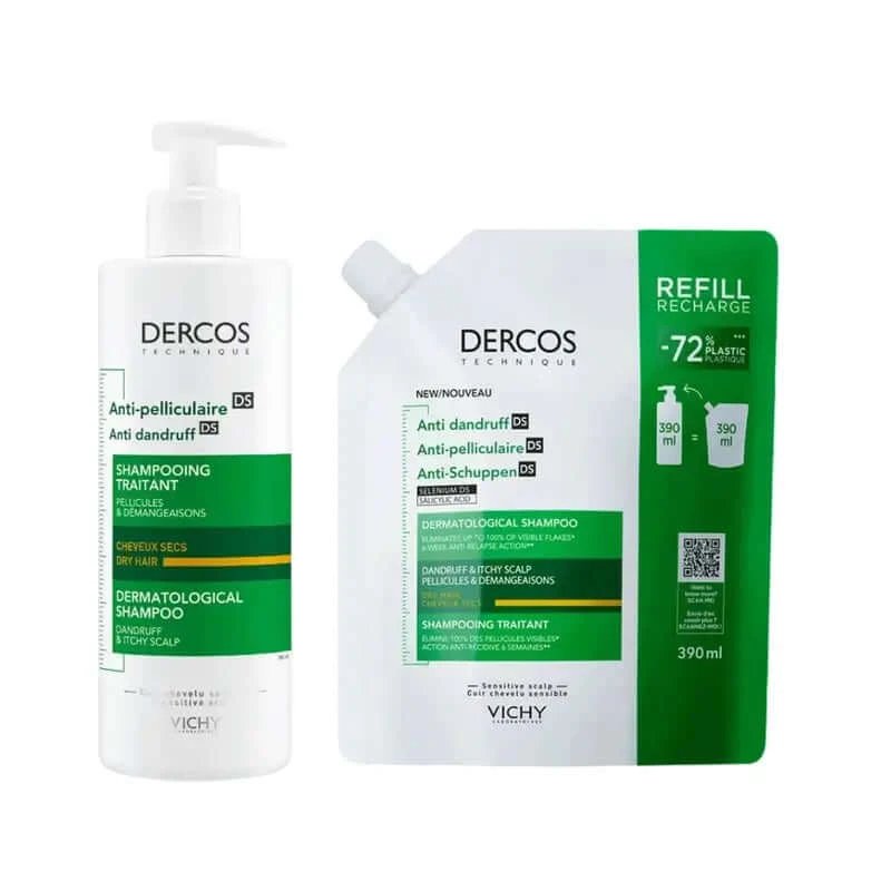 Vichy Dercos Șampon anti-mătreață pentru păr uscat 400ml + Refill 400ml