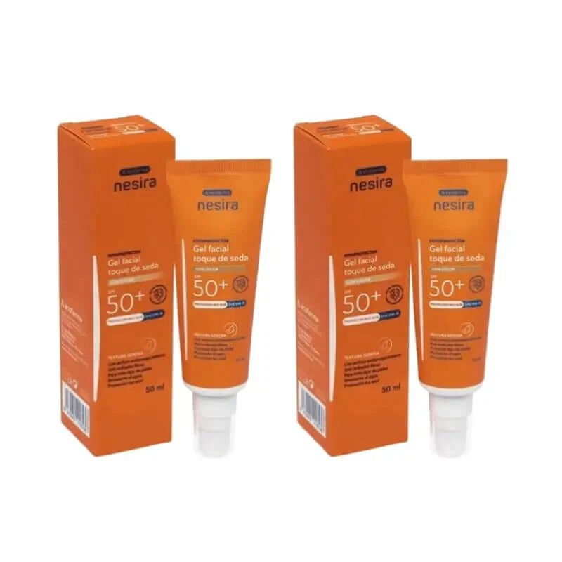 Nesira Silk Touch Face Gel Spf50+ Cu Culoare , Pachet 2 x 50 ml
