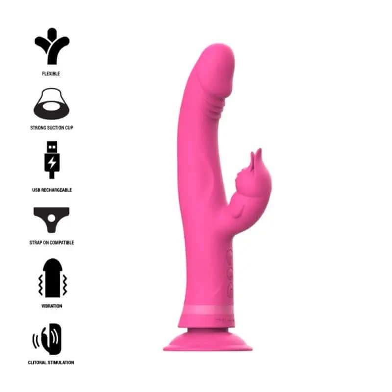 Intense Toys Julio Vibrator iepure silicon roz