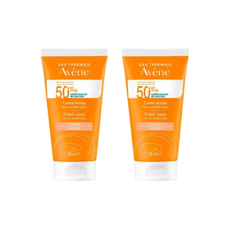 Avène Sensitive Skin Protecție solară SPF 50+ Culoare, 2x50 ml