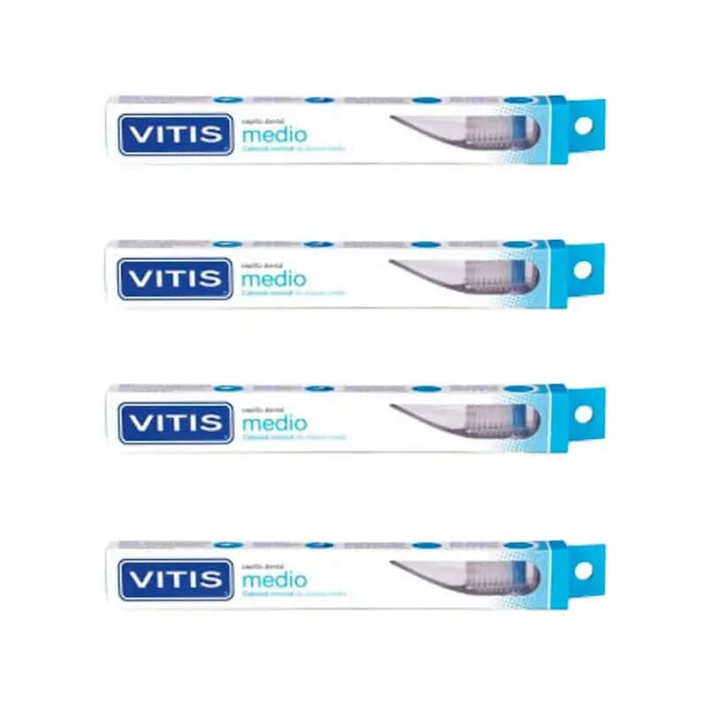Pachet de 4 periuțe de dinți VITIS Medium pentru utilizare zilnică
