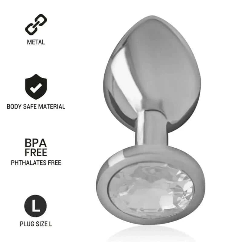 Intense Anal Plug Metal Aluminiu Cu Cristal Argint Dimensiune L