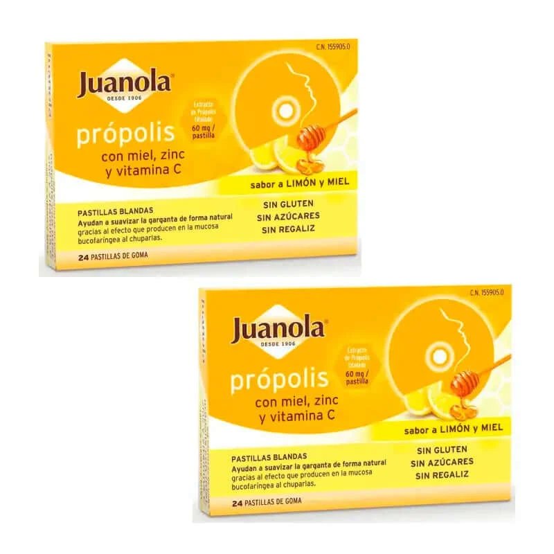 Juanola Propolis Miere Zinc Vitamina C Pachet 2 x 24 Tablete