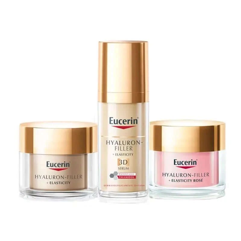 Eucerin Hyaluron-Filler Pack + ser de elasticitate, cremă de noapte și de zi Rosé Fp30