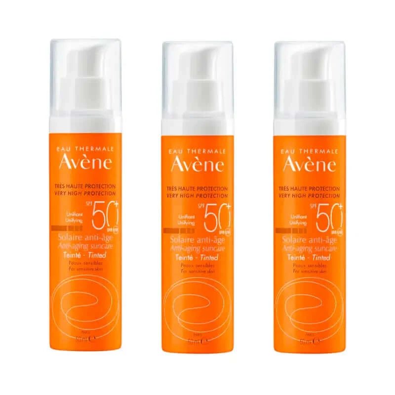 Avène Protecție solară anti-îmbătrânire Spf 50+ Scut facial colorat, 3 x 50 ml