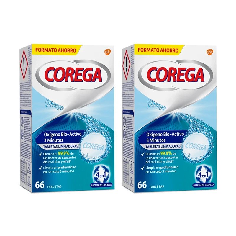 Corega Duplo 3 Minute Curățare proteză dentară, 2 x 66 tablete