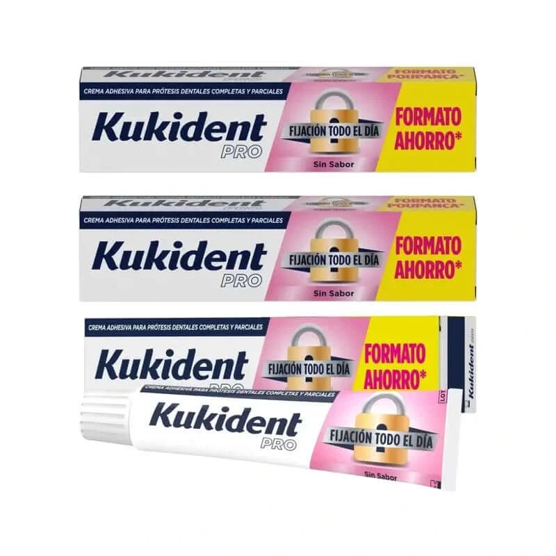 Kukident Triplo Pro Cremă adezivă completă pentru proteze dentare, Neutru 3 x 70 Gr