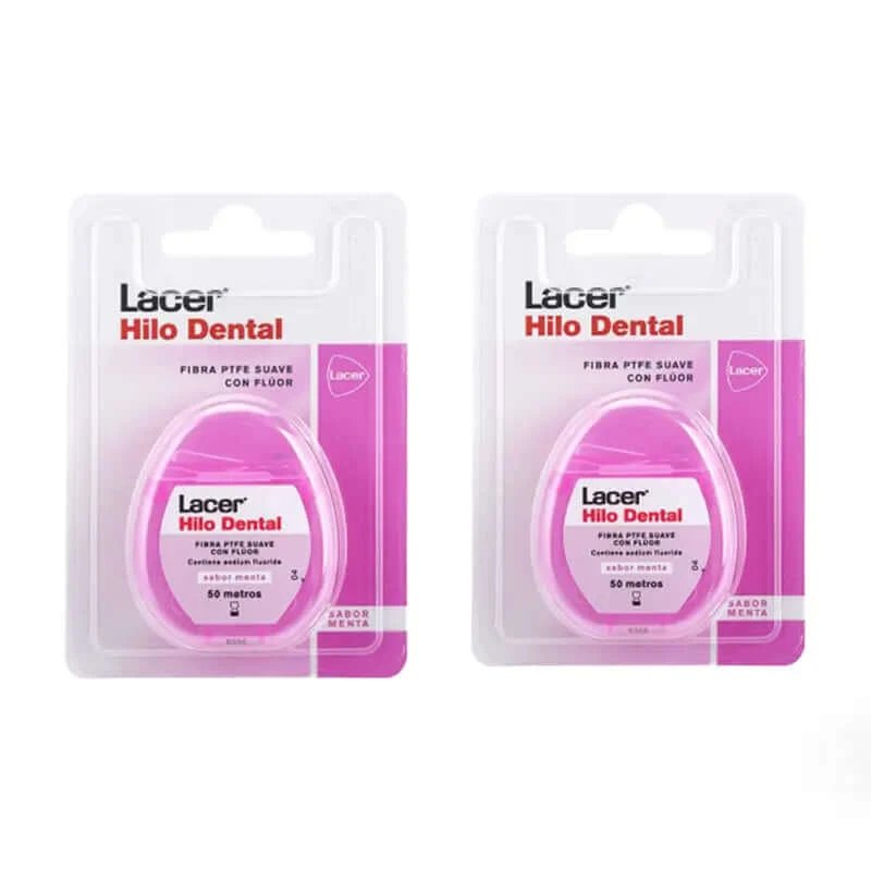 Ață dentară Lacer Triplo Mint cu fluorură, aromă de mentă 50 M