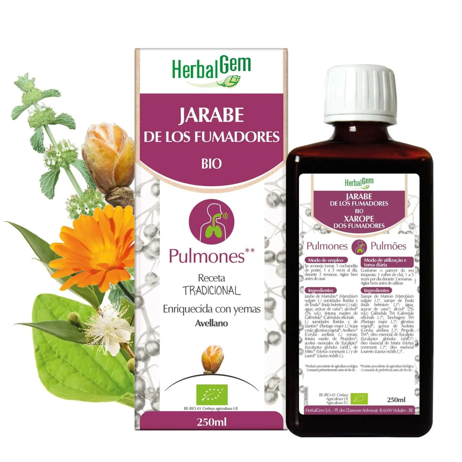 Sirop pentru fumători Herbalgem, 250ml