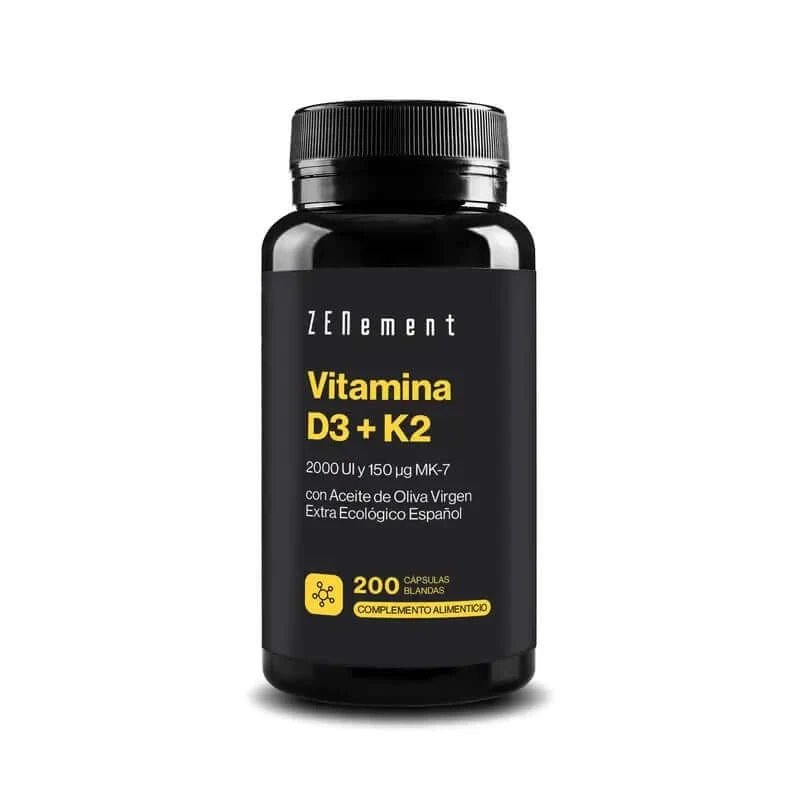 Zenement Vitamina D3 + K2, 2000 Ui și 150 µg Mk-7, 200 capsule moi