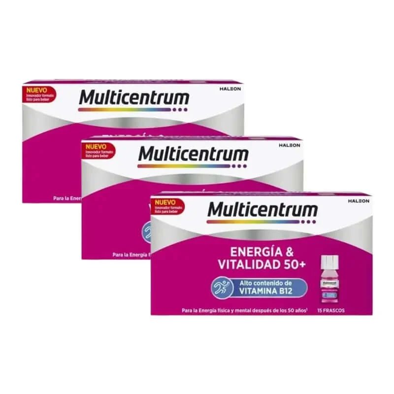 Multicentrum Energy & Vitality 50+ Supliment alimentar Pachet 3 x 15 sticle