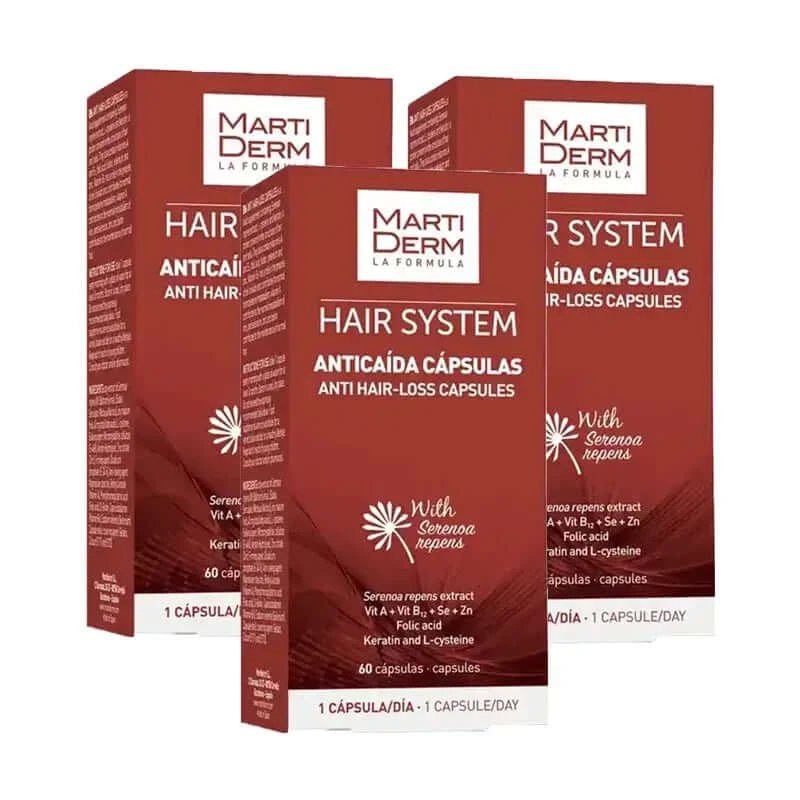 Martiderm Hair System Capsule pentru căderea părului, pachet 3 x 60 capsule
