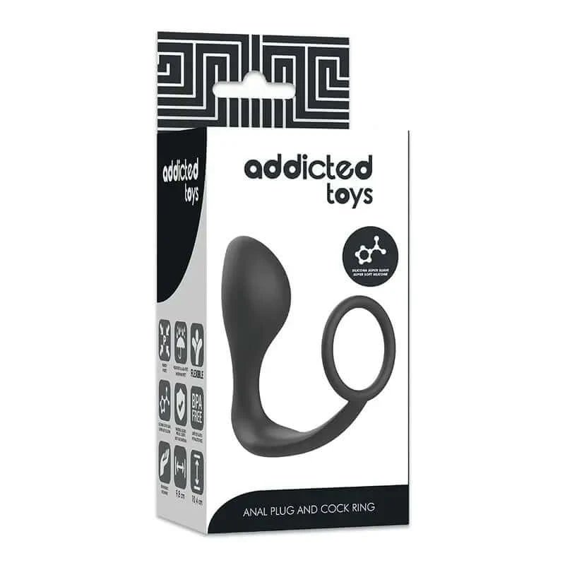 Addicted Toys Plug anal cu inel de silicon negru Model 1