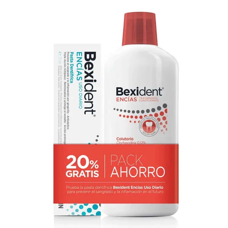 Isdin Bexident Pack Tratament gingival Apă de gură 500 Ml + pastă de dinți gingivală Utilizare zilnică 75 Ml