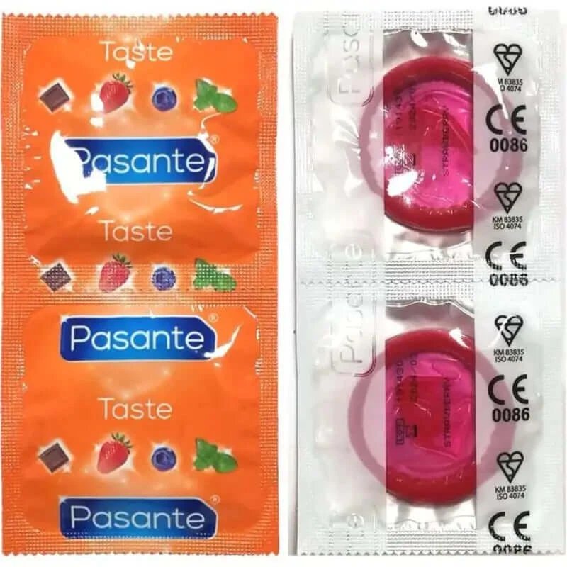 Pungă prezervativ Pasante cu aromă de căpșuni, 144 unități