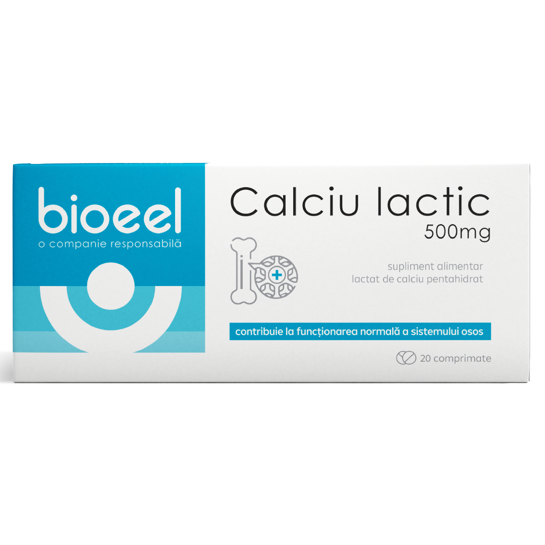 Calciu lactic 500mg, 20 comprimate, Bioeel