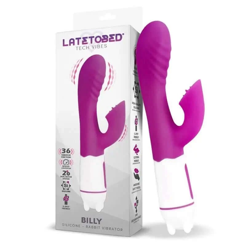 Latetobed Billy Vibrator Usb 36 Funcții Silicone Violet