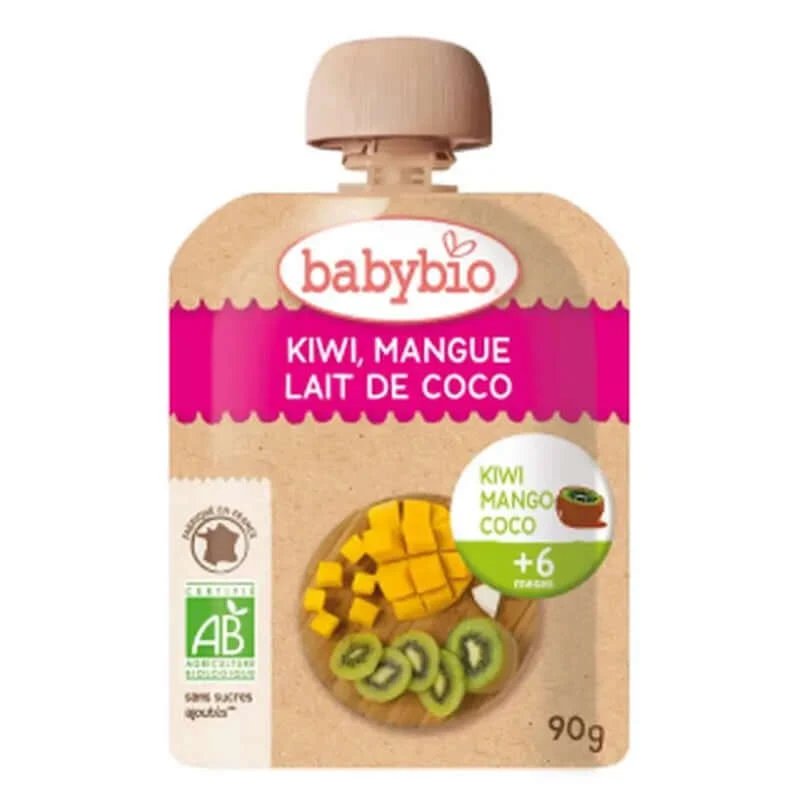 Babybio Pungă Kiwi Mango nucă de cocos, 90 g