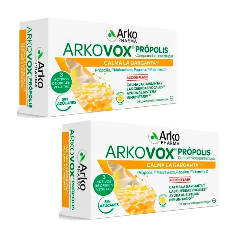 Arkopharma Arkovox Propolis Vitamina C Miere-Limon aromă, 2X24 comprimate