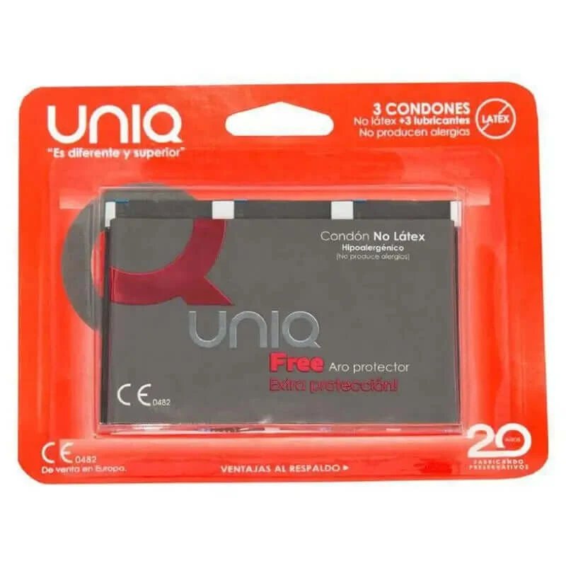 Uniq Free Prezervative fără latex cu inel de protecție 3 unități