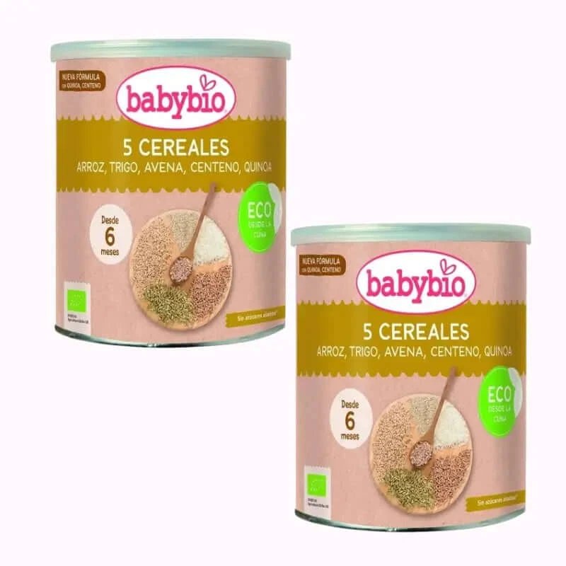 Babybio 5 Cereale Bio +6m, pachet 2 x 220g
