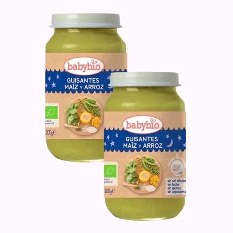 Babybio Good Night Mazăre-Maize-Riz, pachet 2 x 200 grame
