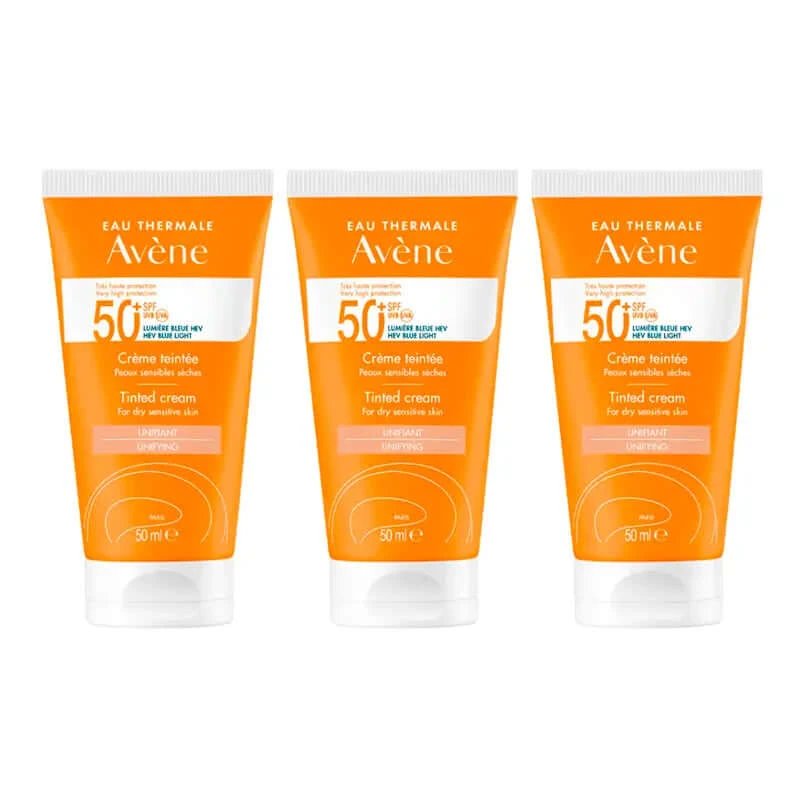 Avène Sensitive Skin Sun Cream Spf 50+ Colour, 3 x 50 ml