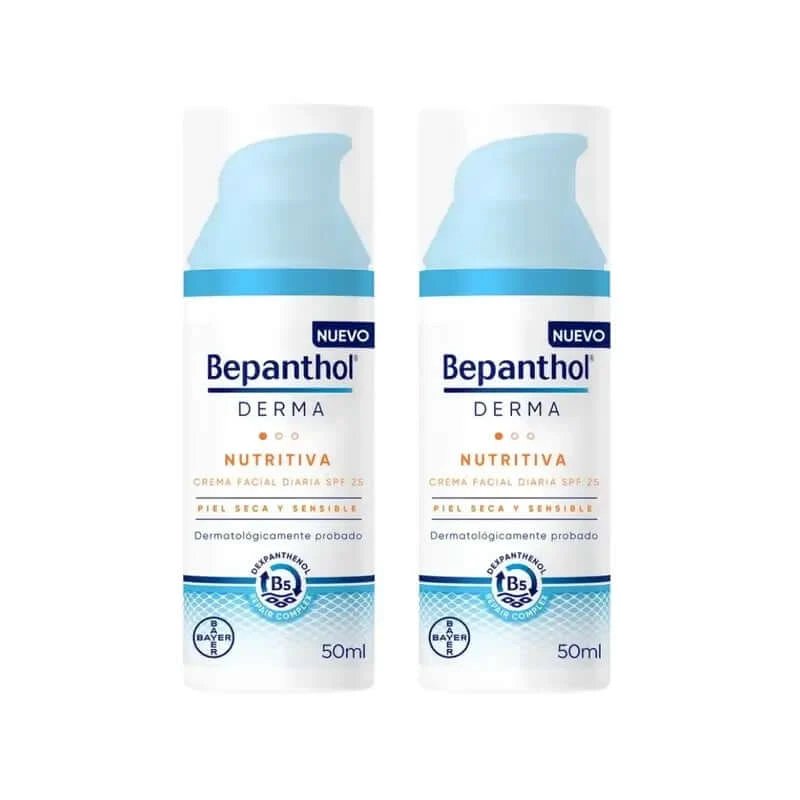 Bepanthol Derma Nourishing Daily Facial Cream Spf 25, 2X50 Ml