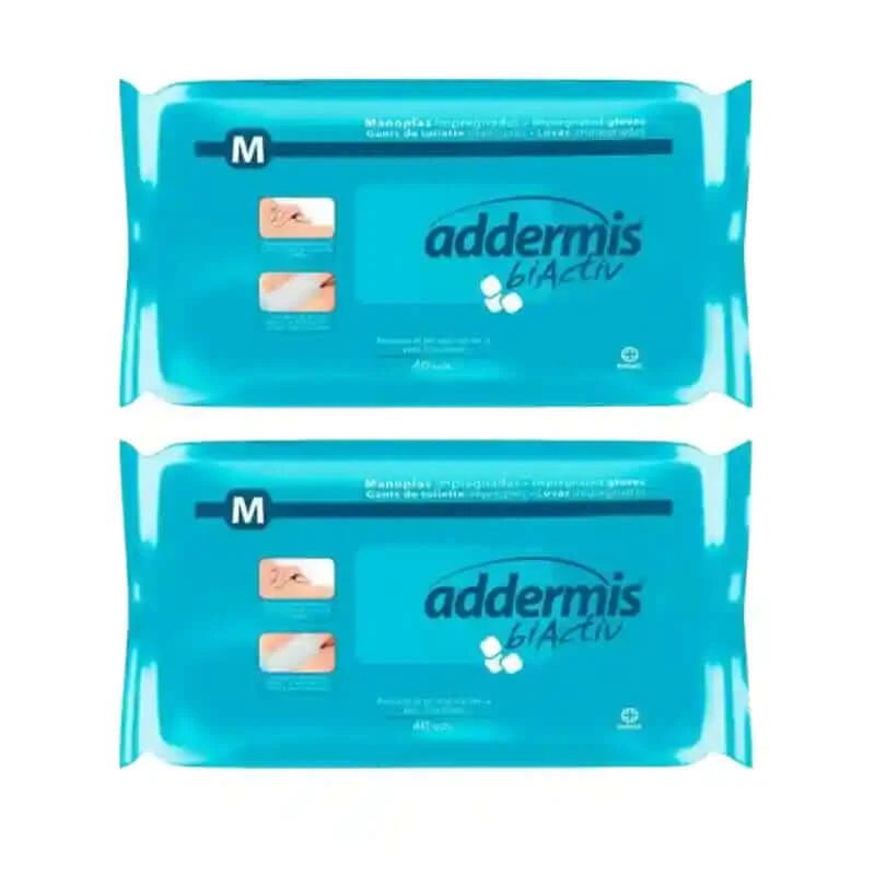Addermis Biactiv Mănușa de îngrijire a spălării corporale cu săpun , 2X40 unități