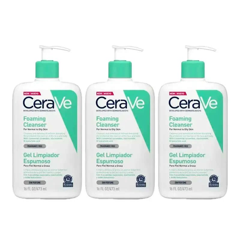 Gel spumant de curățare CeraVe, pachet 3 x 473 ml