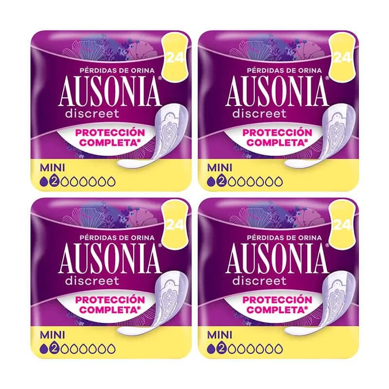 Ausonia Discreet Pack 4 x 24 Pachete pentru pierderea urinei la femei Mini, 4 x 24 unități