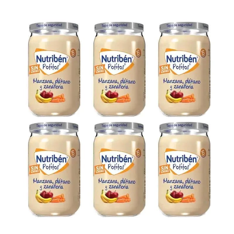 Nutriben Potito Apple Banana & Carotă , 6 x 235 grame