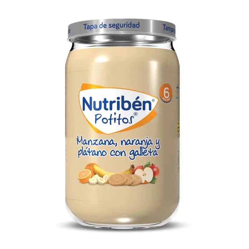 Nutribén Potito Măr, portocală și banană cu biscuiți, 235 g