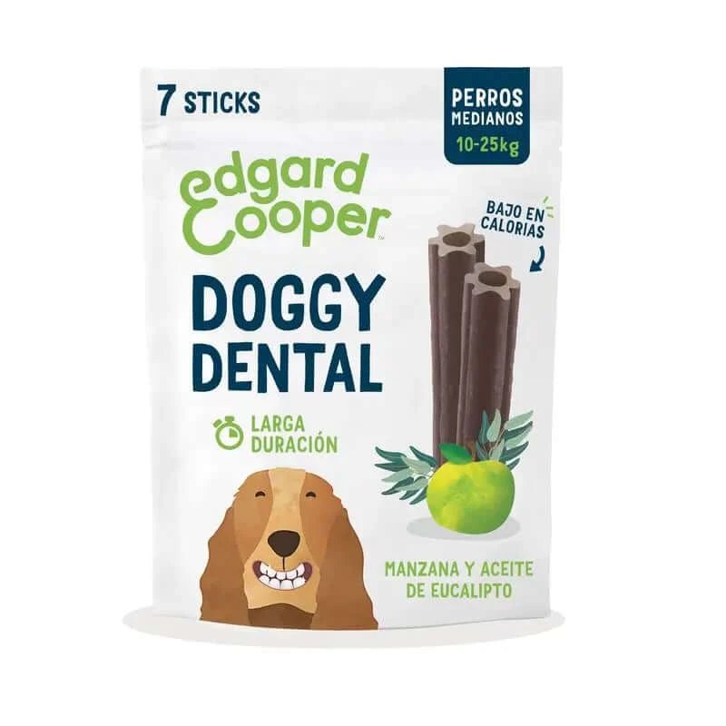 Edgard & Cooper Dental Snack pentru câini adulți 8x175g Apple & Eucalyptus Medium