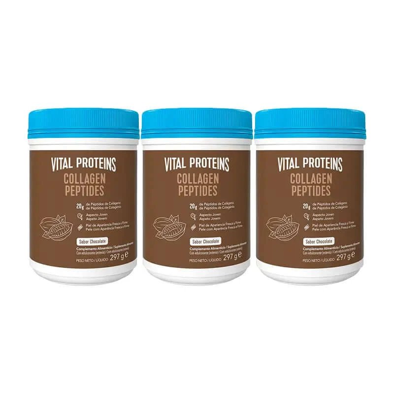 Vital Proteins Triple Collagen Peptides Aroma de ciocolată, 3 x 297 g