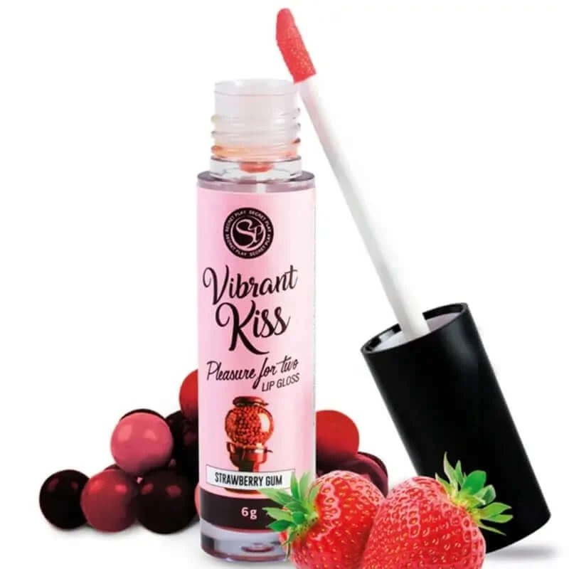 Gloss de buze Secret Play Vibrant Kiss cu aromă de căpșuni Bubble Gum