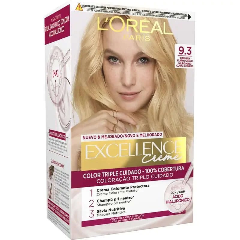 L'Oréal Paris Excellence Creme Permanent Hair Color - Nuanță 9.3 Blond auriu foarte deschis