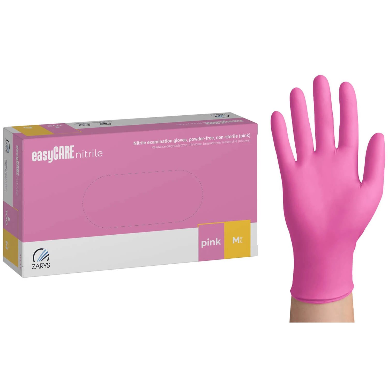 EasyCare Nitrile, mănuși din nitril, nesterile, fără pudră, roz, mărimea M, 100 bucăți