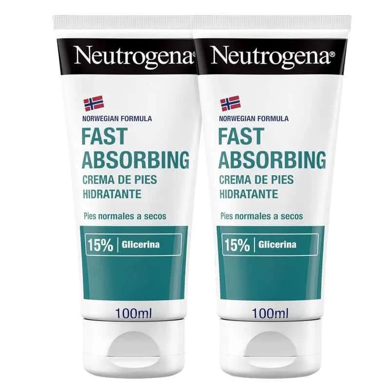 Pachet de cremă hidratantă pentru picioare cu absorbție imediată Neutrogena, 2x100 ml