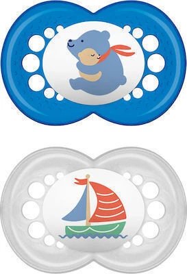 Mam Original Suzete ortodontice Silicon Barcă - Albastru/Transparent pentru 16+ luni 2buc