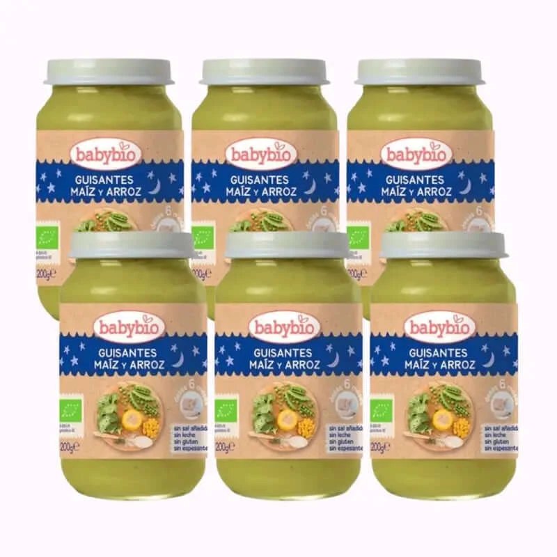 Babybio Good Night Mazăre-Maize-Riz, pachet 6 x 200 grame