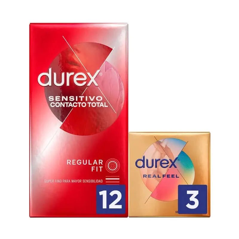 Prezervativ Durex Sensitive Total Contact 12 buc + Real Feel 3 buc Cadou gratuit