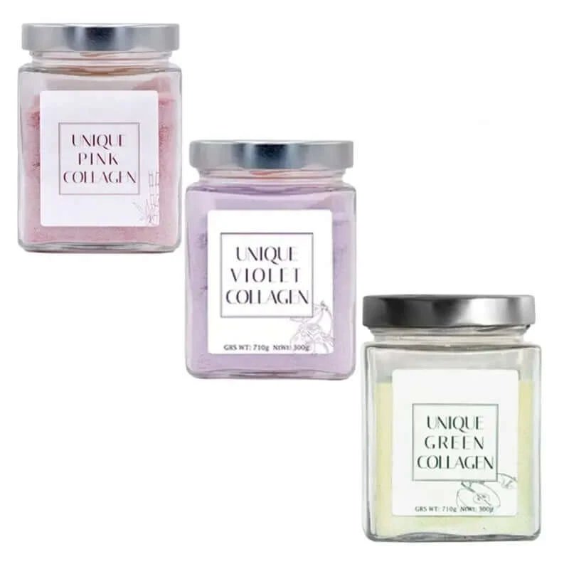 Supliment nutrițional unic de colagen violet, roz și verde, triplu 3x300 grame