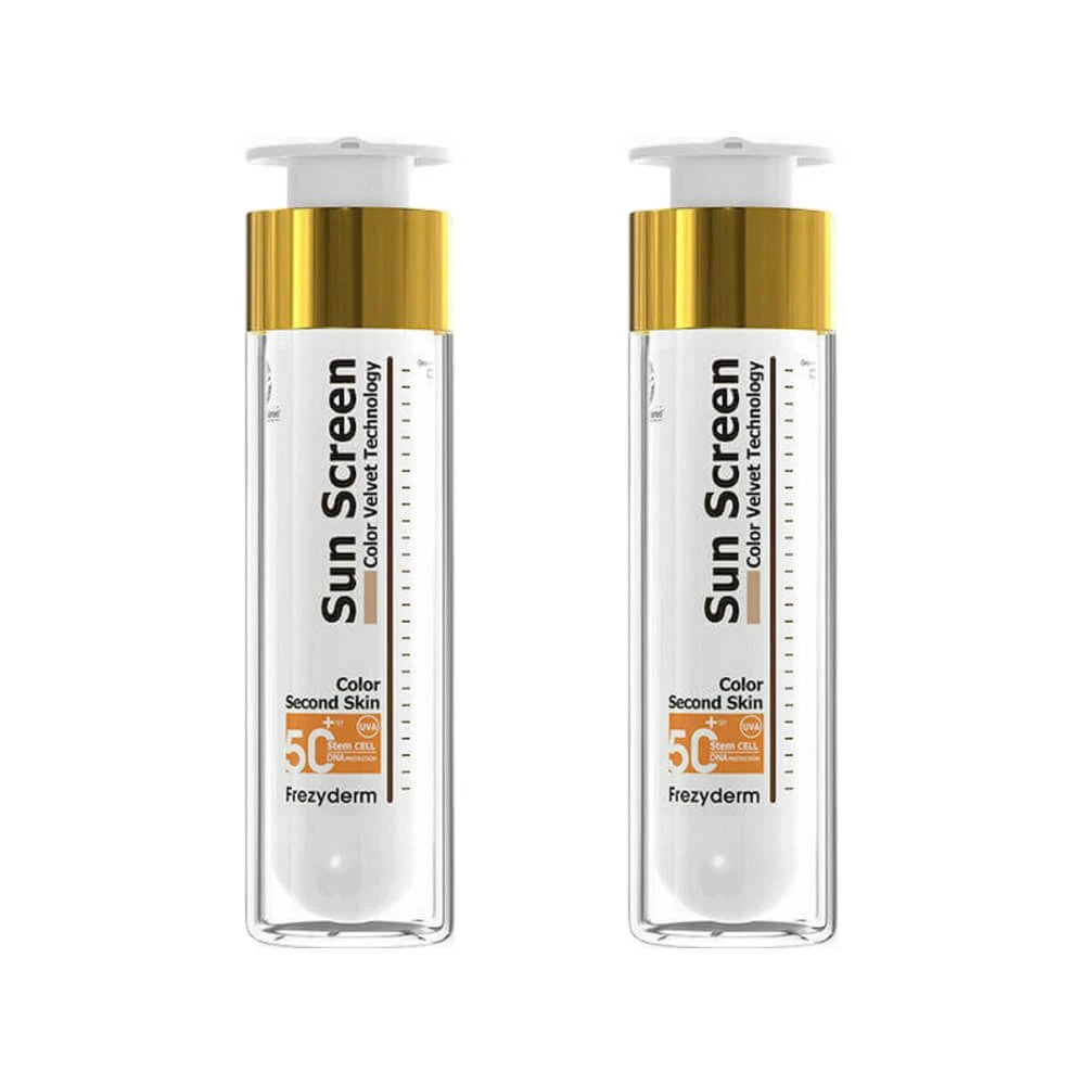Frezyderm Sun Screen Color Velvet Cremă An solară Waterproof Pentru Față SPF50+ cu Pigment 2x50ml