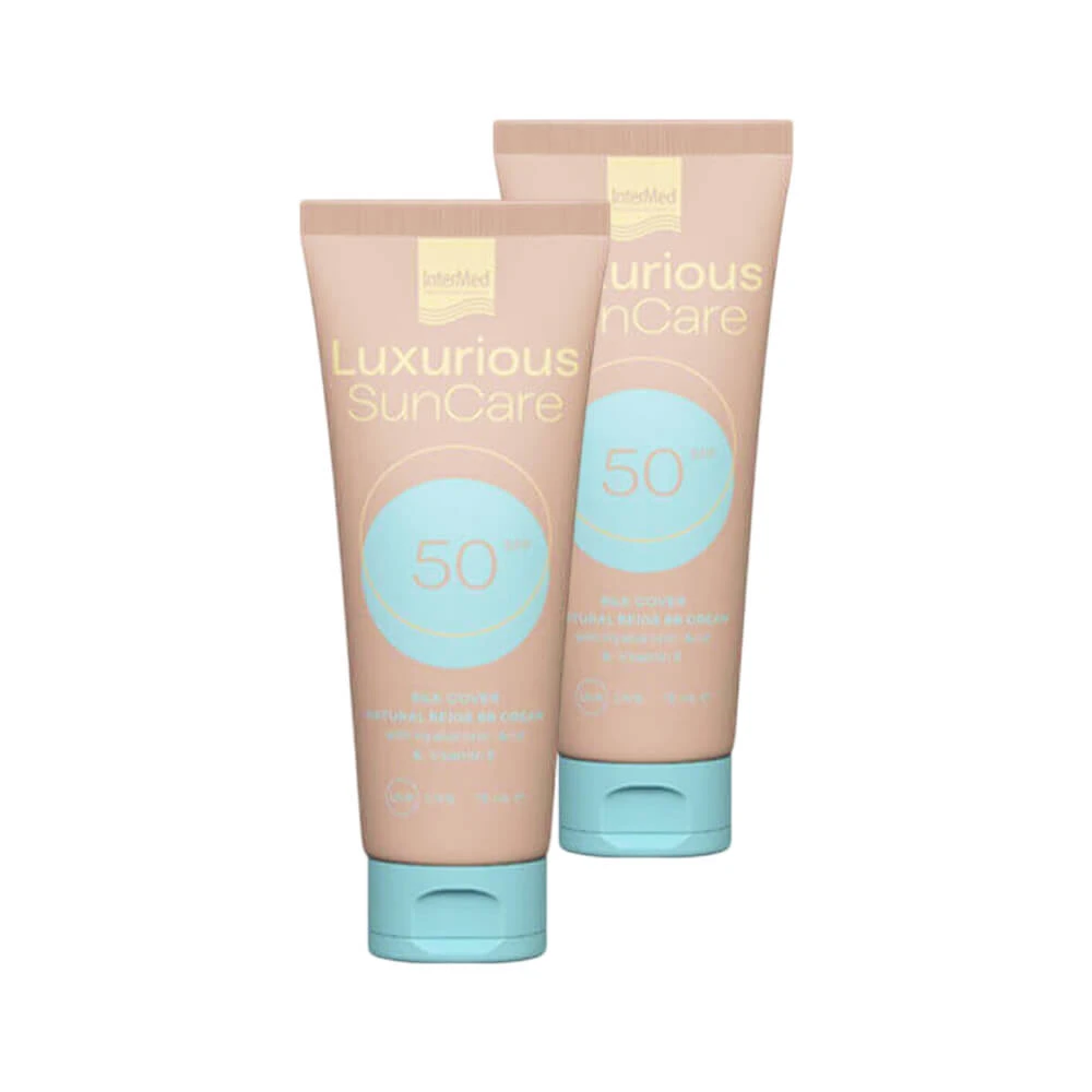 InterMed Luxurious SunCare Antisolară de Față SPF50 Natural Beige 2x75ml
