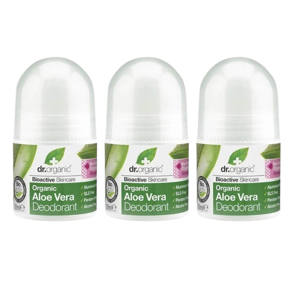 Dr.Organic Aloe Vera Aloe Vera Deodorant Natural sub formă de Roll-On Fără aluminiu 3x50ml