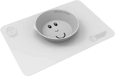 Matchstick Monkey Covoraș de silicon antiderapant cu bol, gri