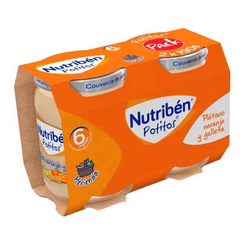 Nutriben Pack Pot Snack Banană, portocală și biscuiți 2X190g